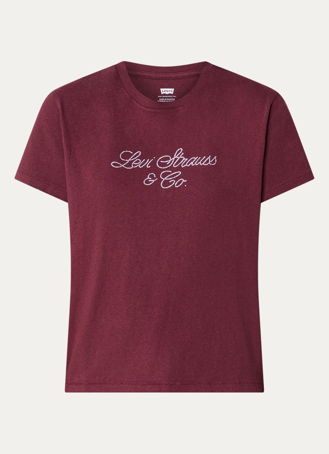 Levi's T-shirt met logoprint en strass - voorkant 2 bordeauxrood