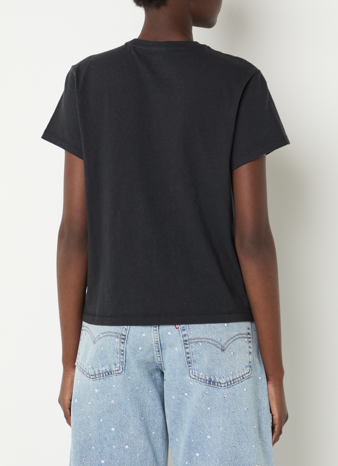 Levi's T-shirt met logoprint en strass - achterkant zwart