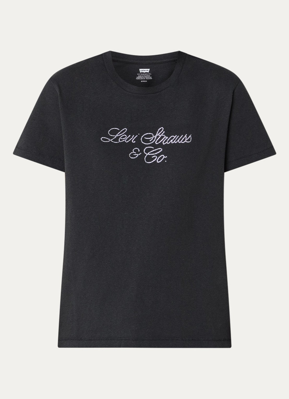 Levi's T-shirt met logoprint en strass - voorkant 2 zwart