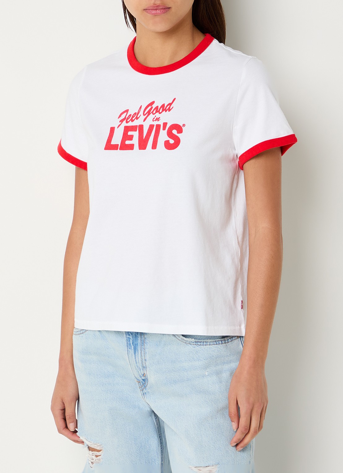 Levi's T-shirt met logoprint - detail 3 wit