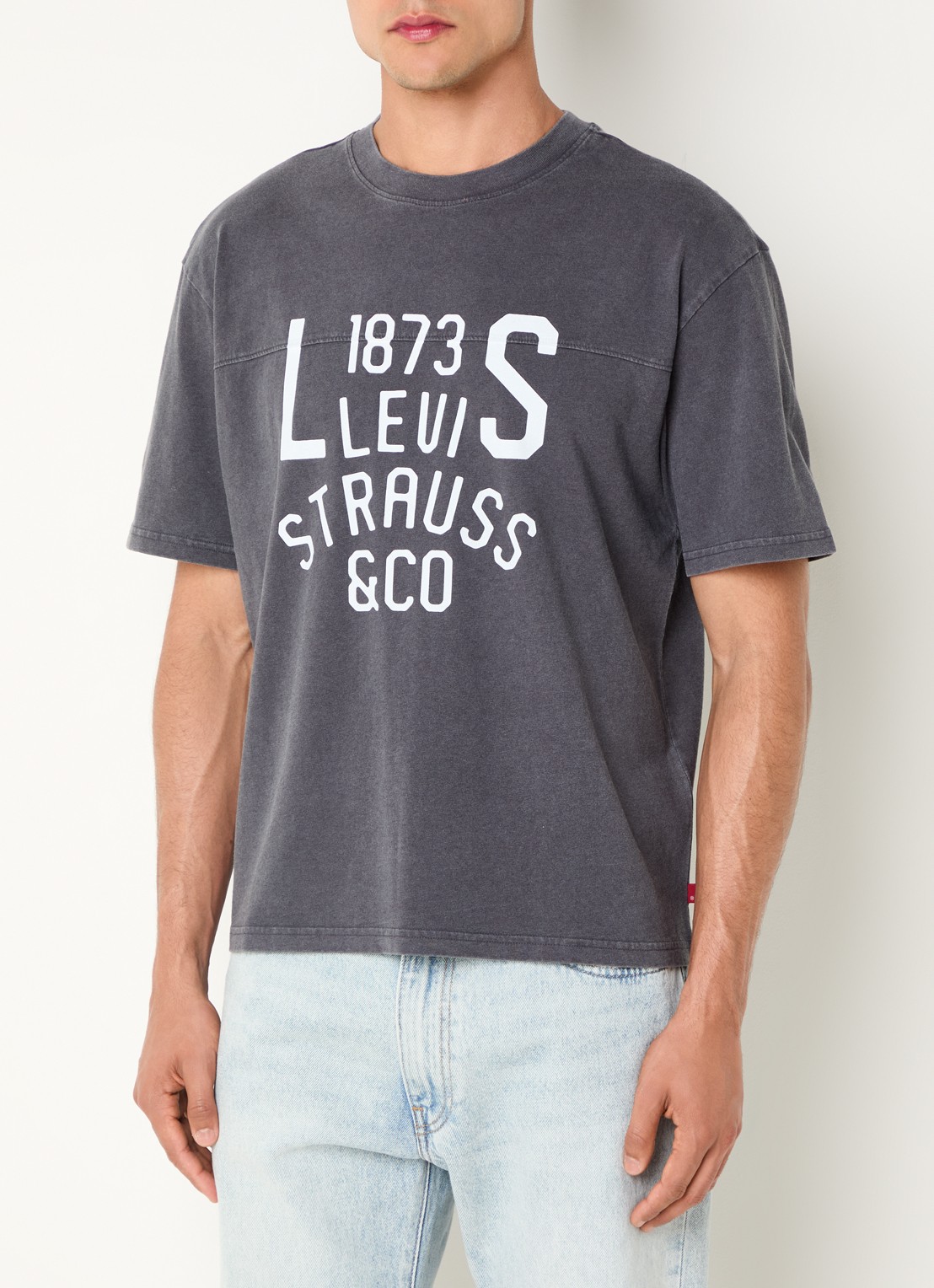 Levi's T-shirt met logoprint - detail donkergrijs