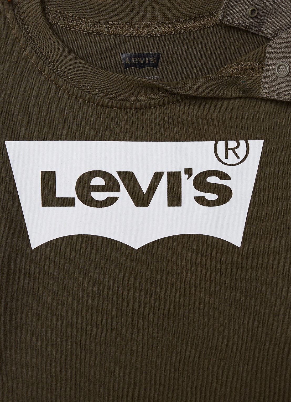 Levi's T-shirt met logoprint - detail olijfgroen