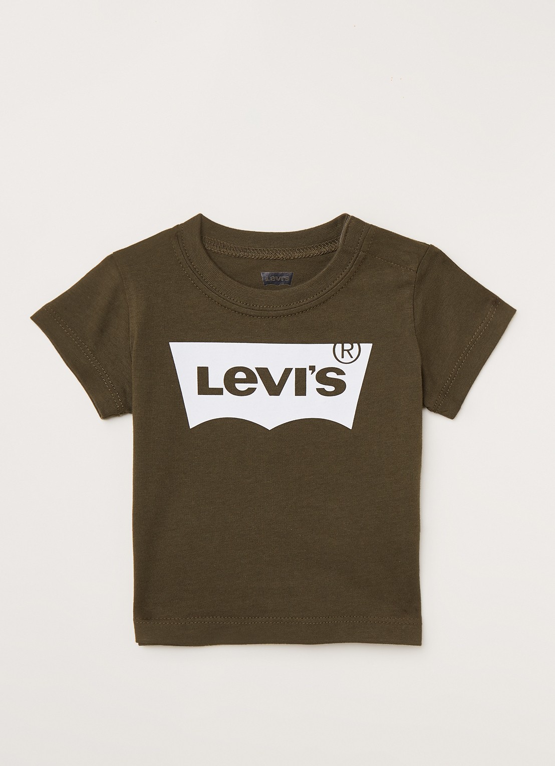 Levi's T-shirt met logoprint - voorkant 3 olijfgroen
