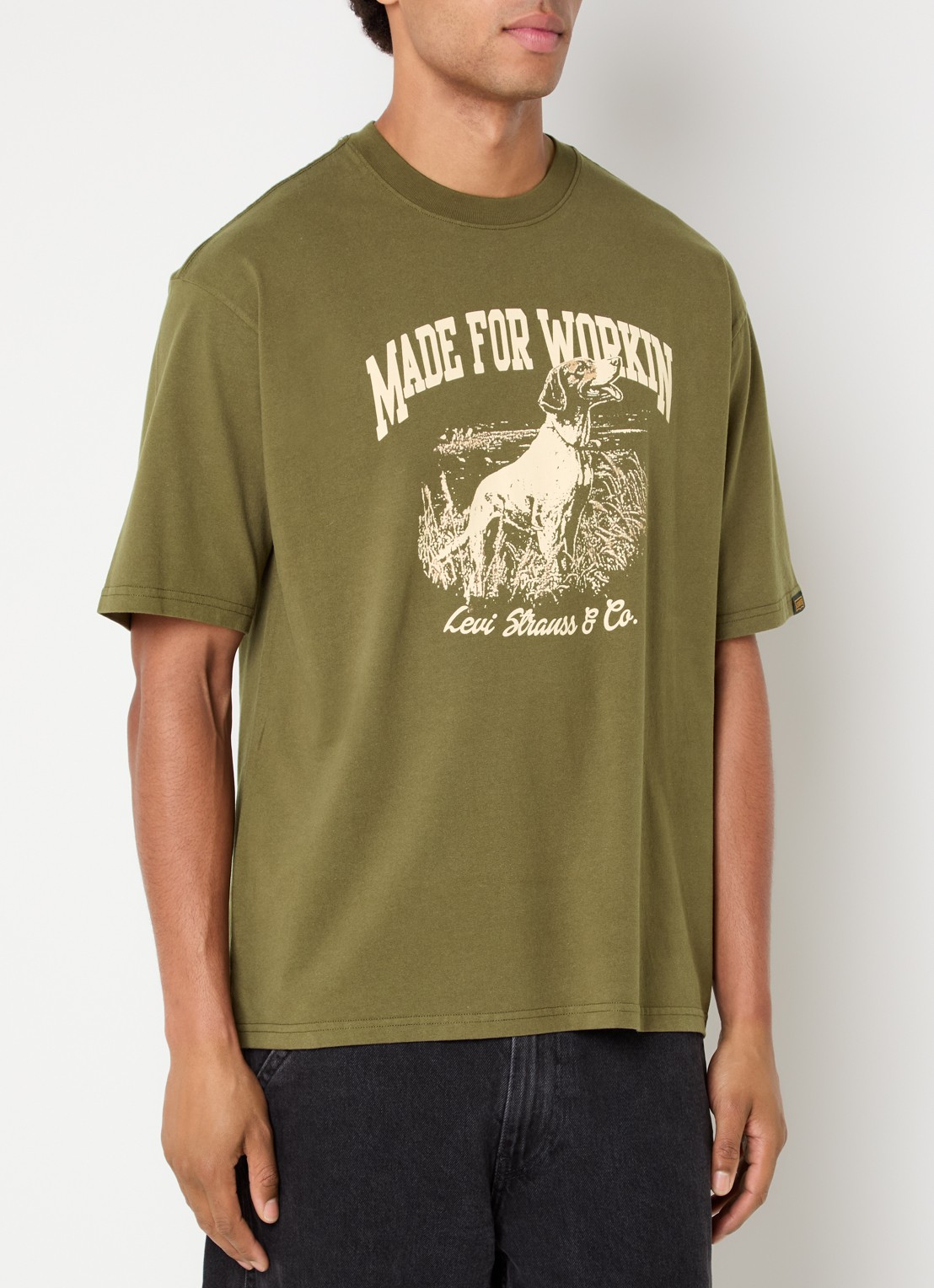 Levi's T-shirt met print - detail mosgroen