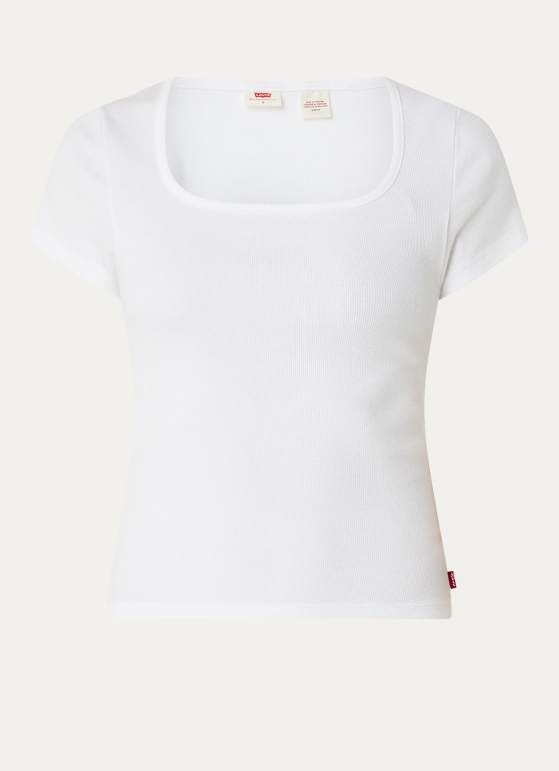 Levi's T-shirt met ribstructuur - voorkant wit