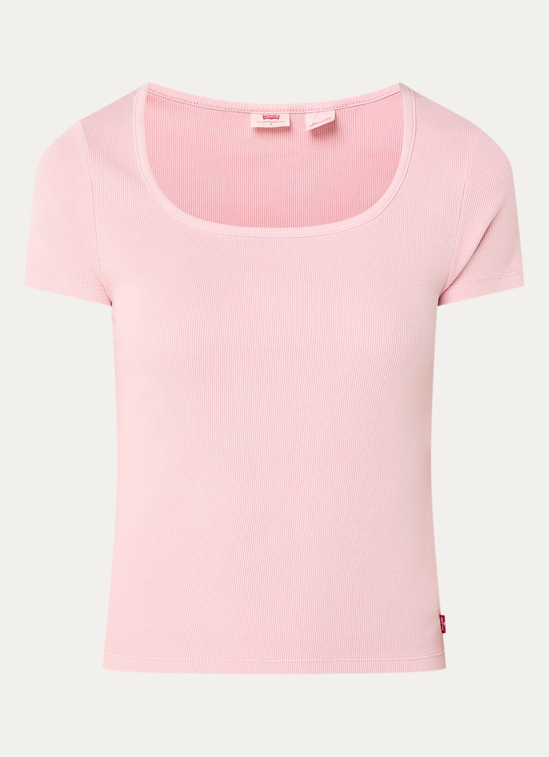 Levi's T-shirt met ribstructuur - voorkant 3 lichtroze