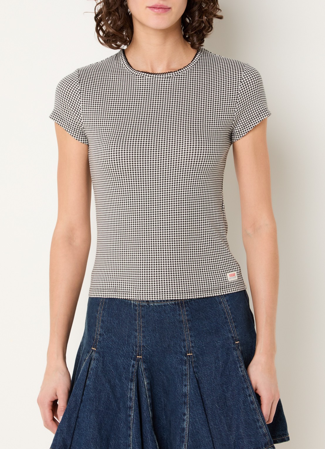 Levi's T-shirt met ruitdessin - detail 4 zwart