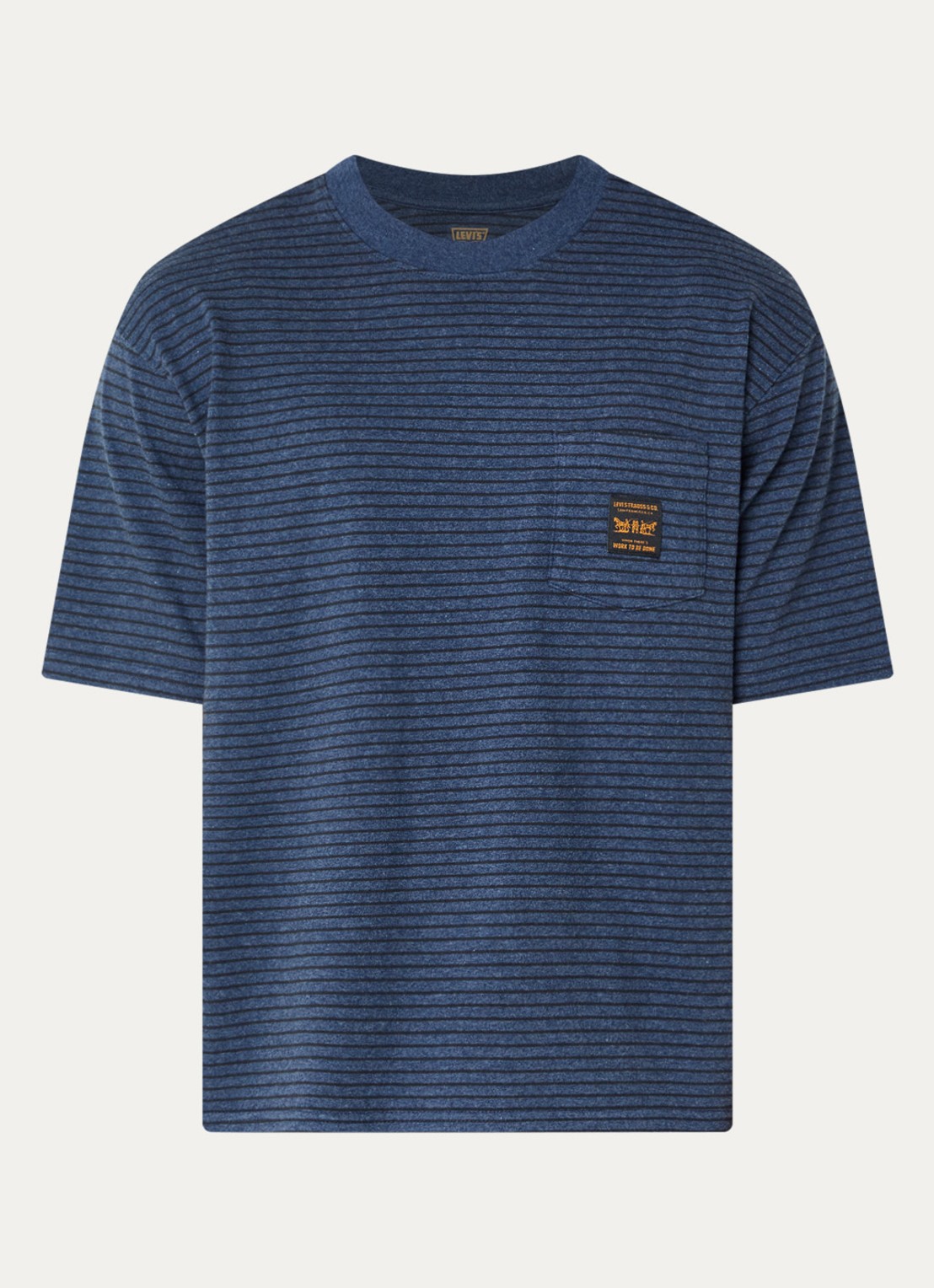 Levi's T-shirt met streepprint met borstzak - voorkant 2 blauw