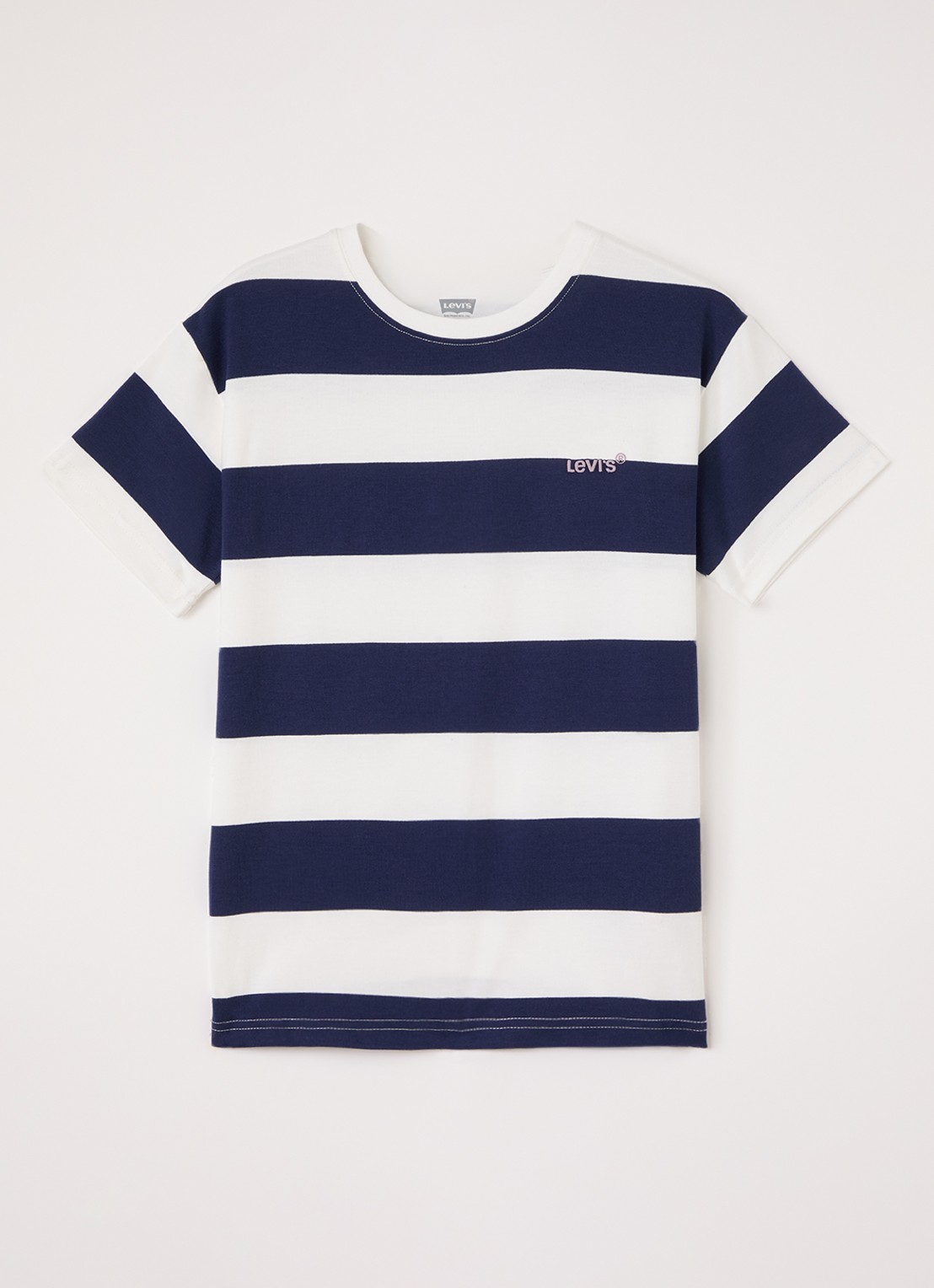 Levi's T-shirt met streepprint - voorkant donkerblauw