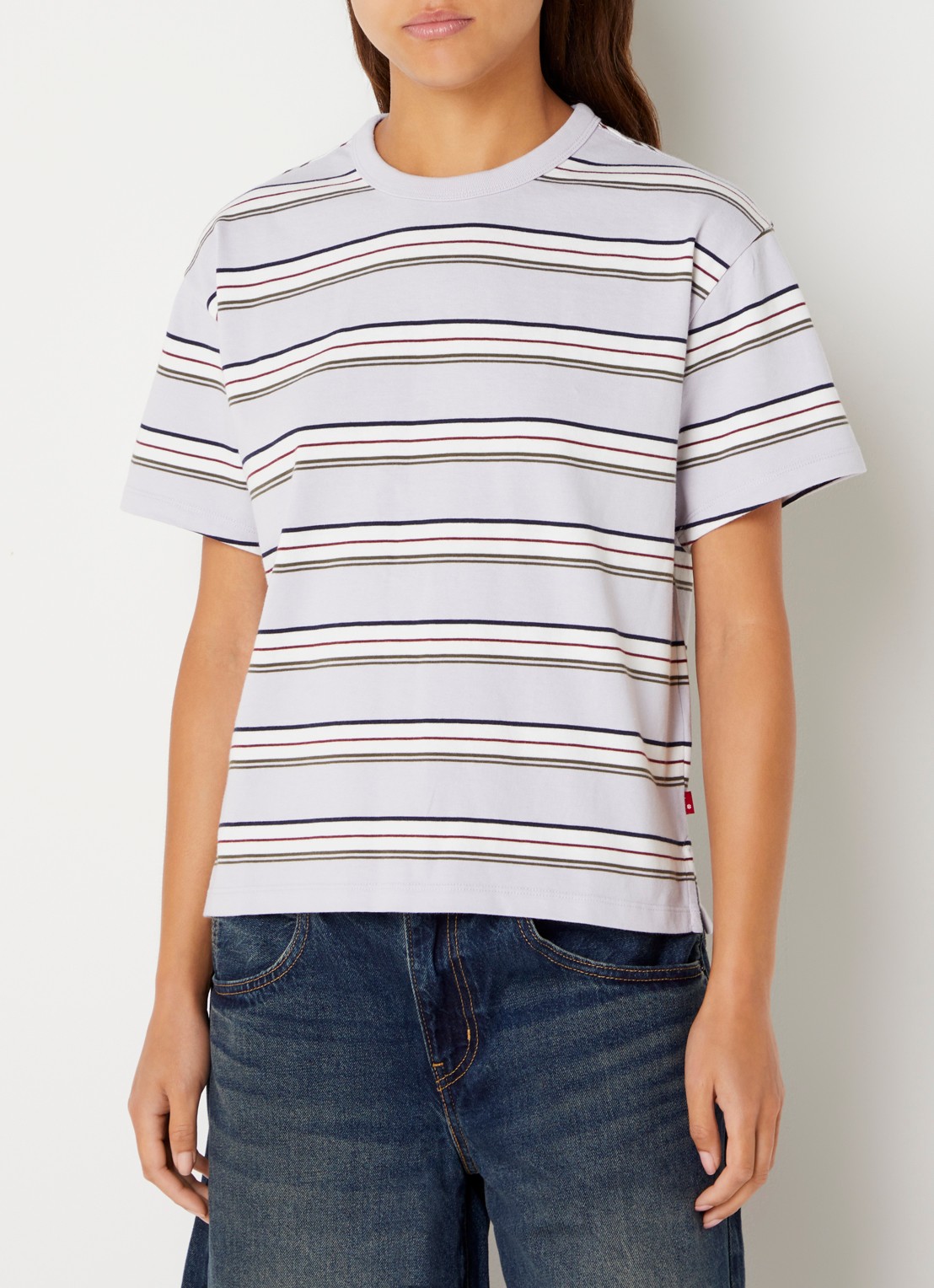 Levi's T-shirt met streepprint - detail lichtpaars