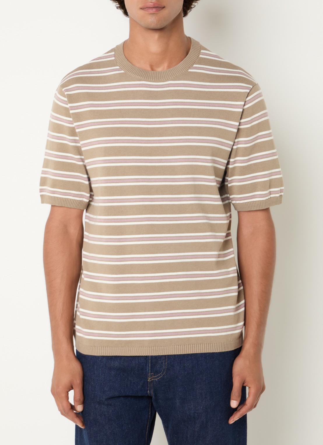 Levi's T-shirt met streepprint - detail beige