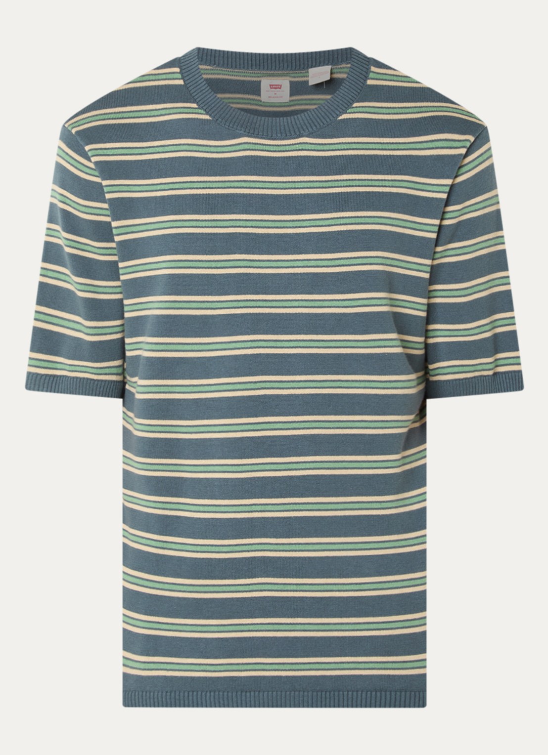 Levi's T-shirt met streepprint - voorkant staalblauw