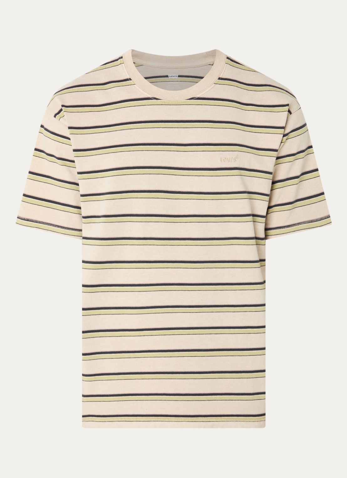 Levi's T-shirt met streepprint - voorkant 3 beige