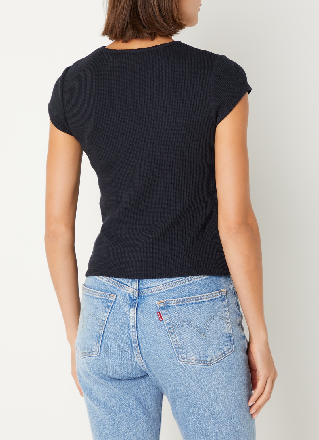 Levi's T-shirt met structuur - achterkant 4 zwart