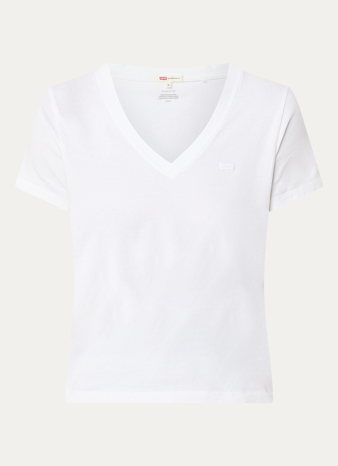 Levi's T-shirt met V-hals - voorkant 3 wit