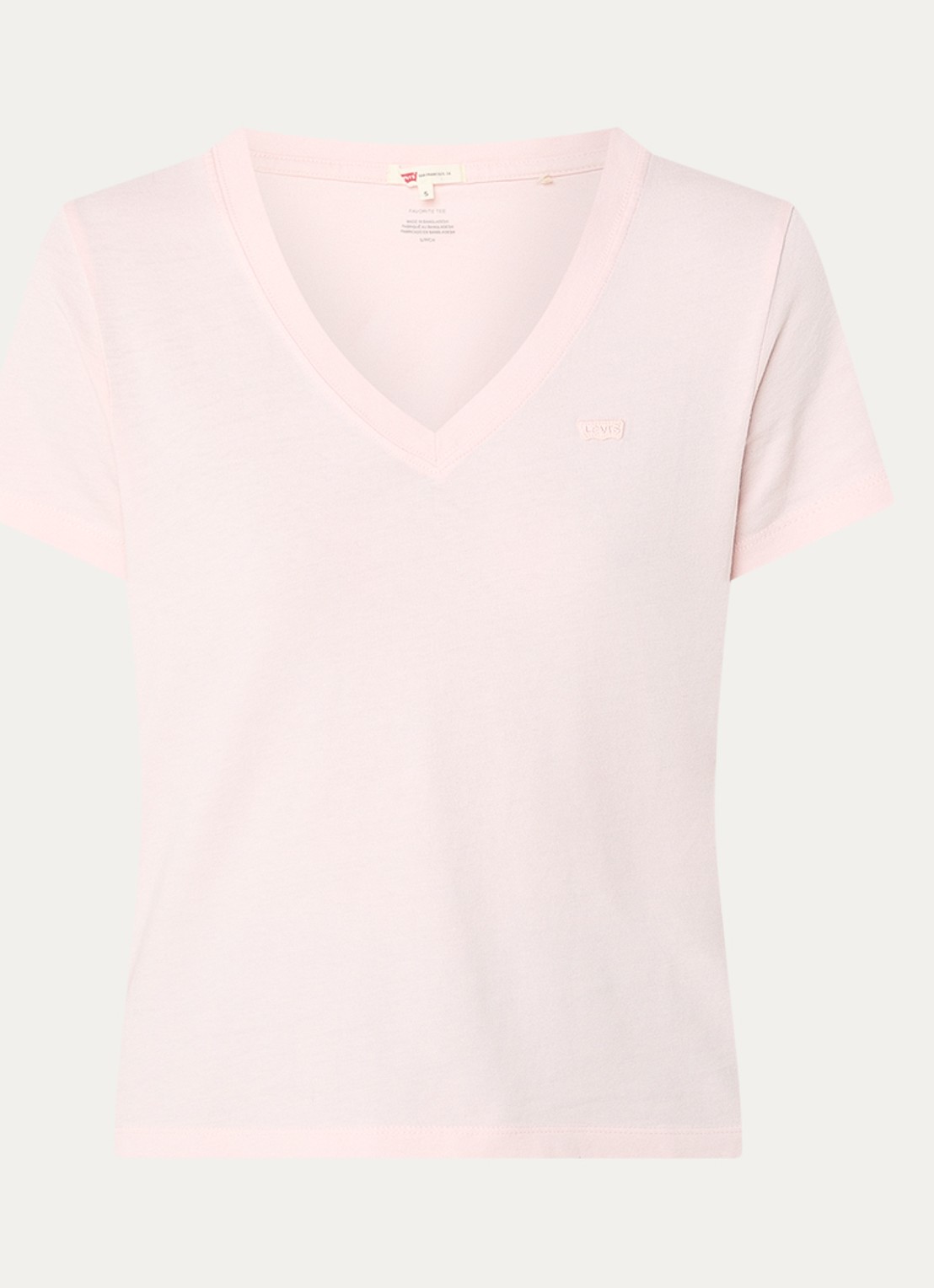 Levi's T-shirt met V-hals - voorkant lichtroze