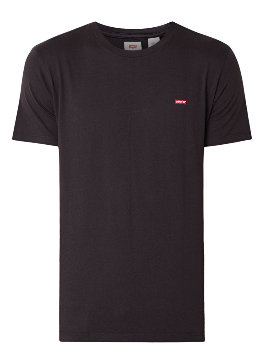 Levi's T-shirt van katoen met logoborduring - voorkant zwart