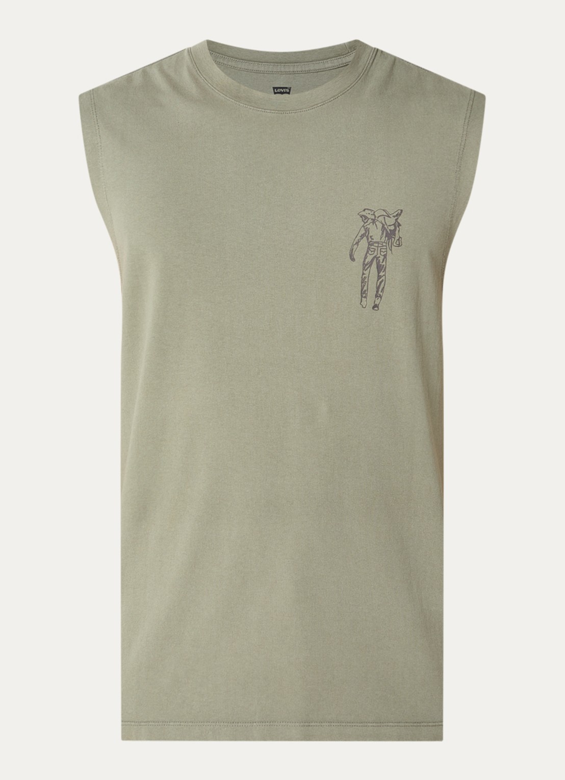 Levi's Tanktop met logo- en backprint - voorkant legergroen
