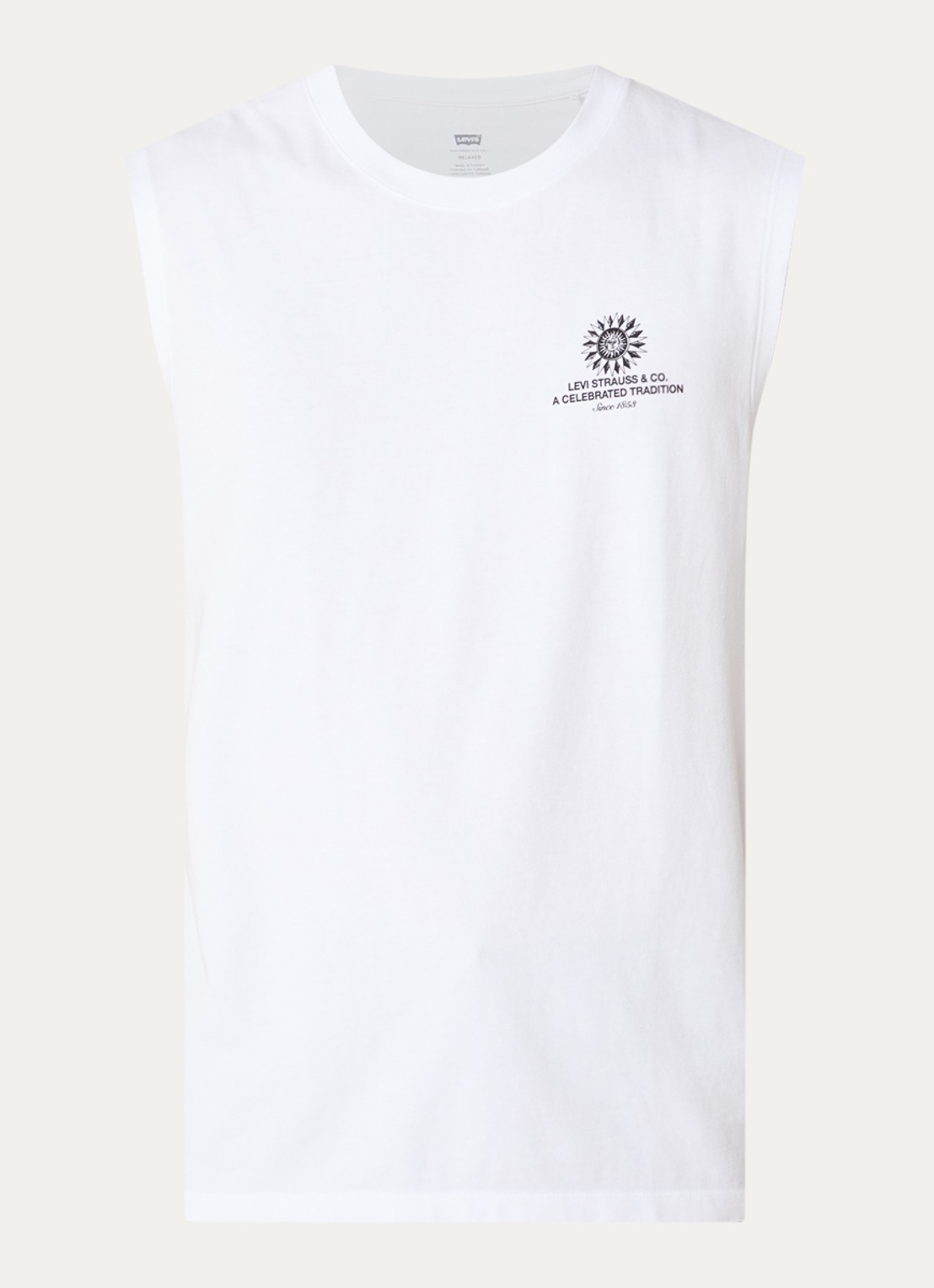 Levi's Tanktop met logo- en backprint - voorkant 3 wit