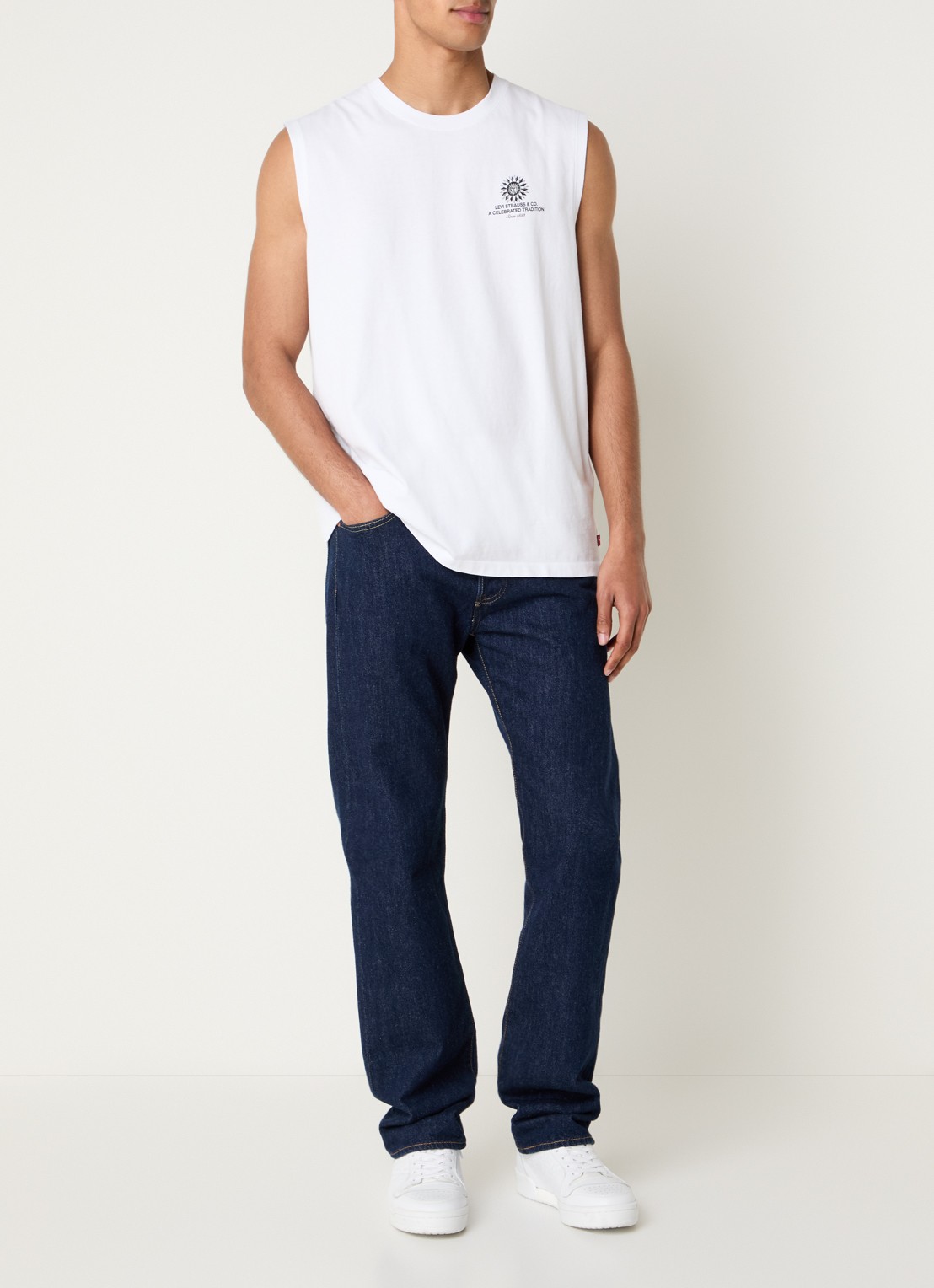 Levi's Tanktop met logo- en backprint - voorkant 4 wit