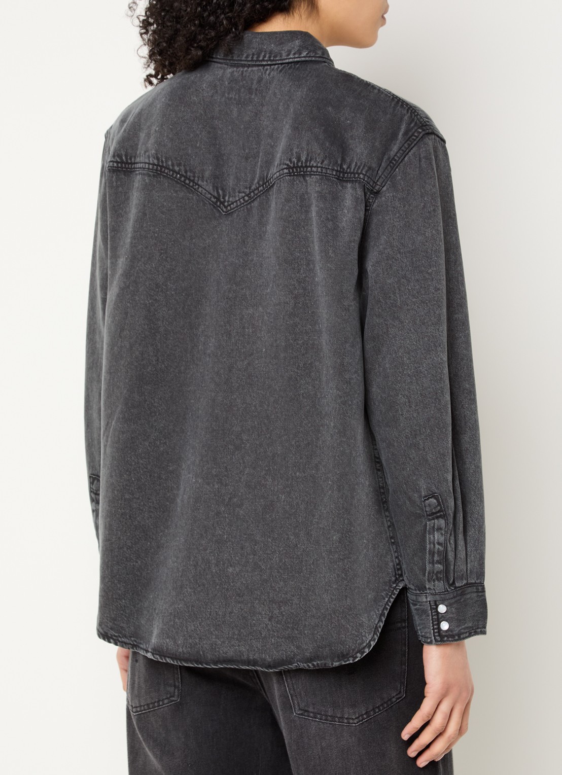 Levi's Teodora blouse van chambray met borstzakken - achterkant 3 zwart