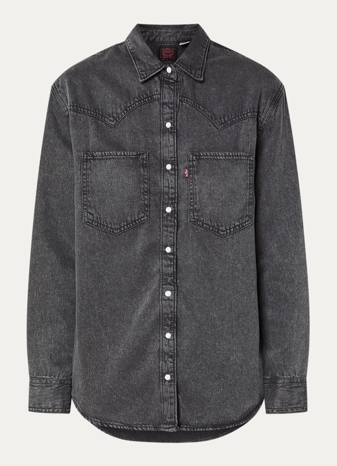 Levi's Teodora blouse van chambray met borstzakken - voorkant zwart
