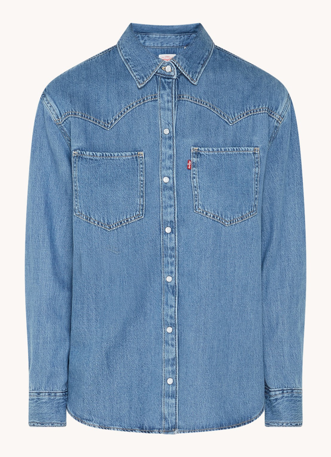 Levi's Teodora blouse  van chambray - voorkant 3 blauw