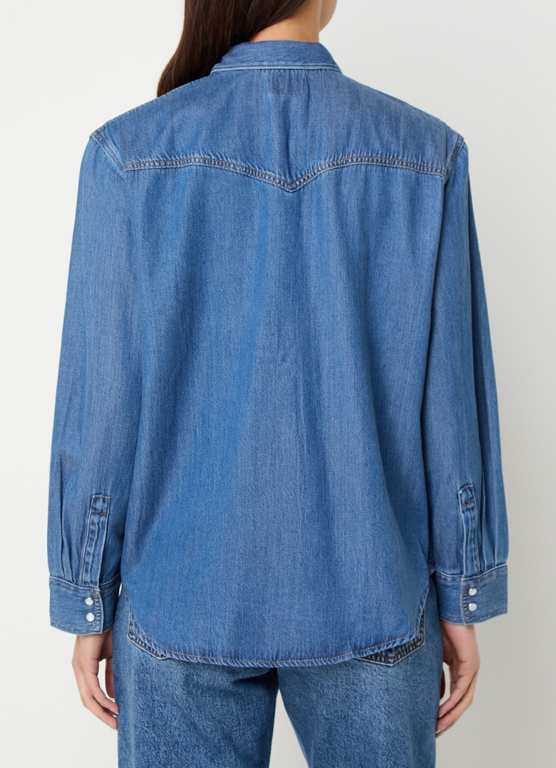 Levi's Teodora blouse van chambray - achterkant indigo