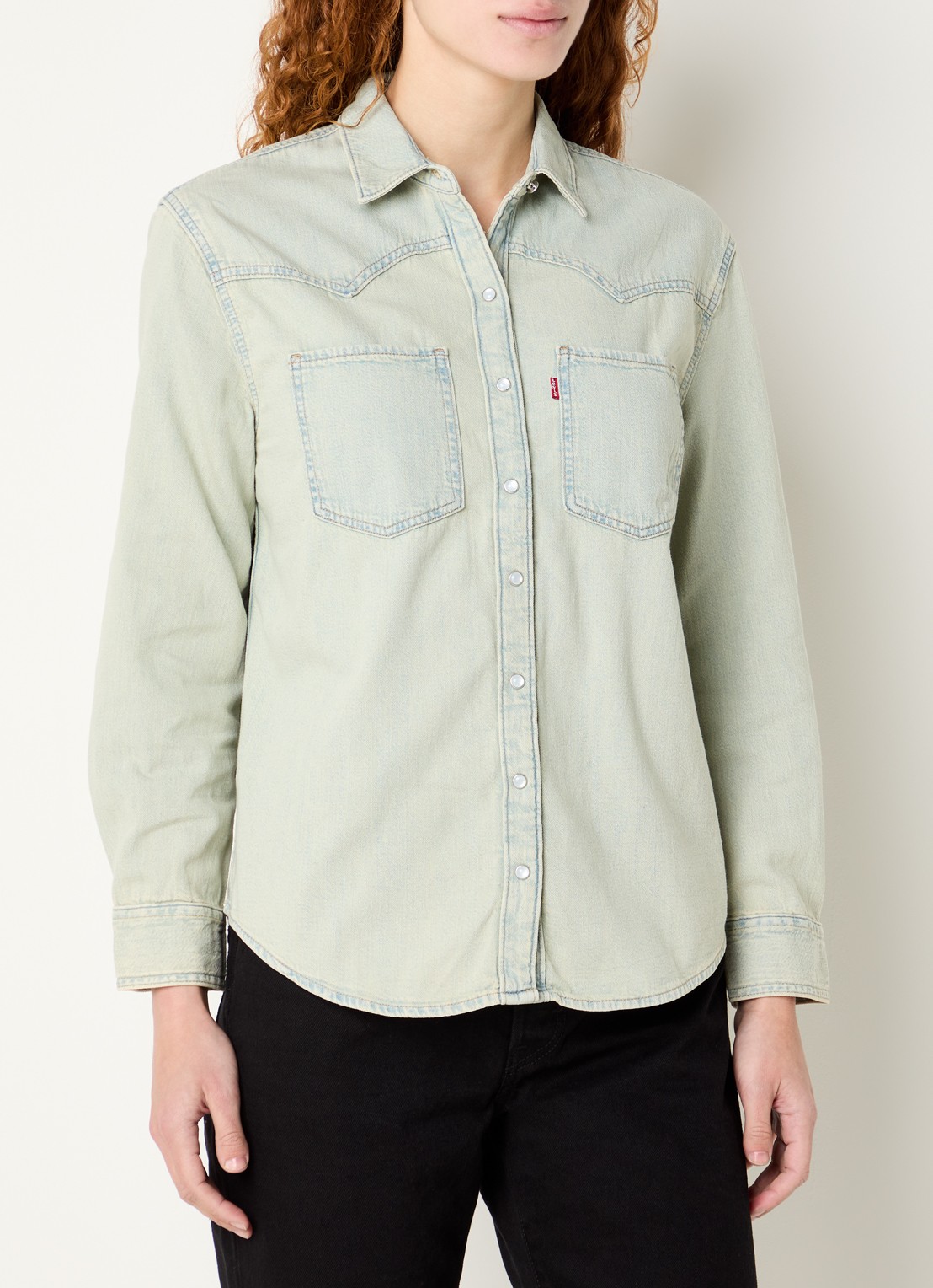 Levi's Teodora blouse van denim met borstzakken - detail 3 indigo