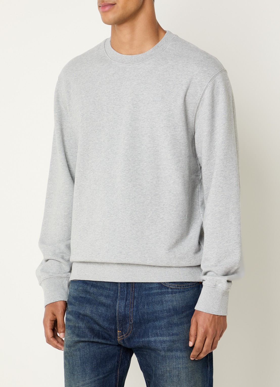 Levi's The Original sweater met gemêleerd dessin en logoborduring - detail grijsmele