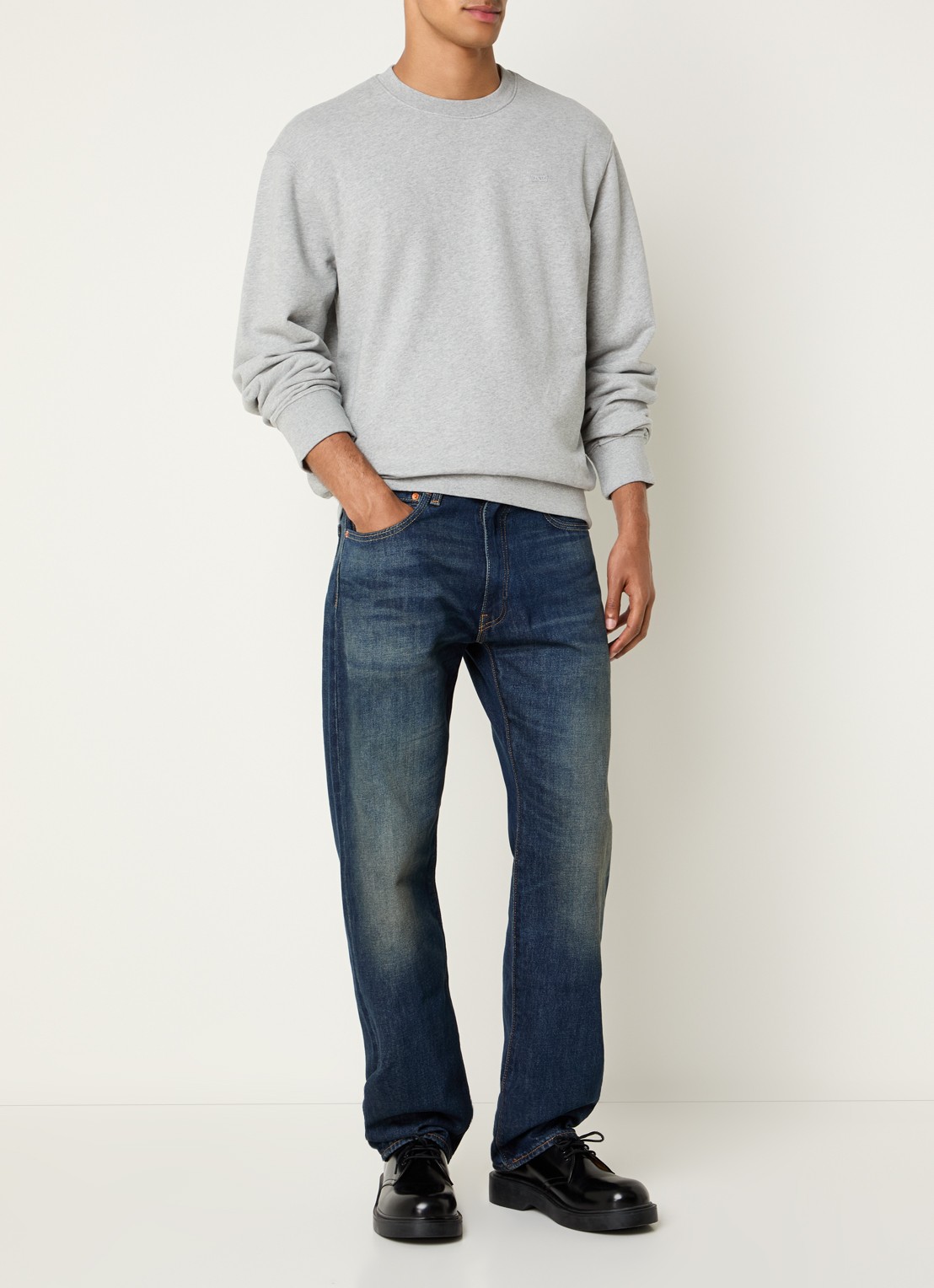 Levi's The Original sweater met gemêleerd dessin en logoborduring - voorkant 4 grijsmele