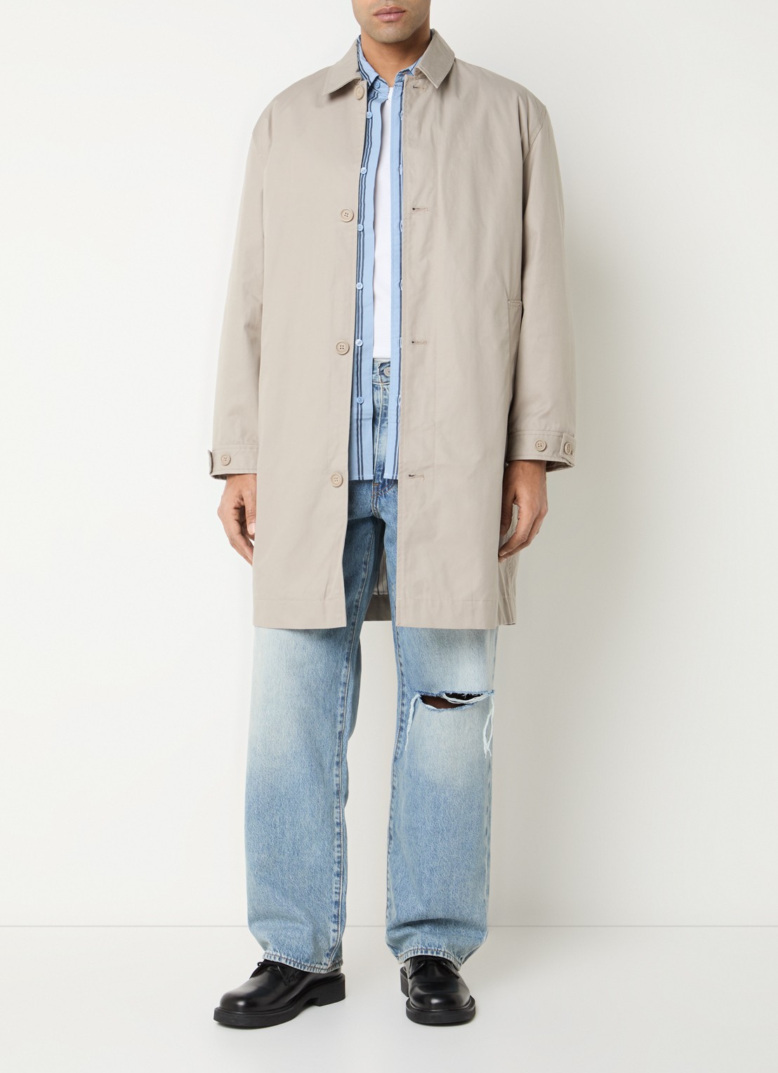 Levi's Tiburon trenchcoat met steekzakken en kraag - voorkant 3 beige