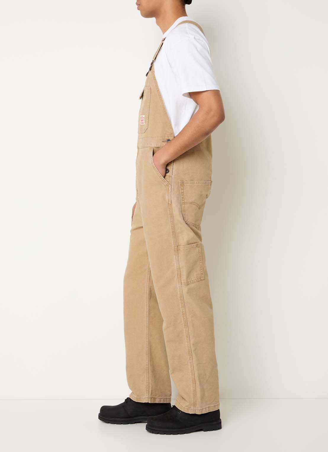Levi's Tigers Eye loose fit tuinbroek van denim - voorkant 4 camel
