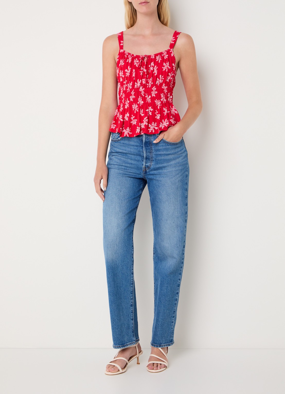Levi's Top met bloemenprint - voorkant 2 steenrood