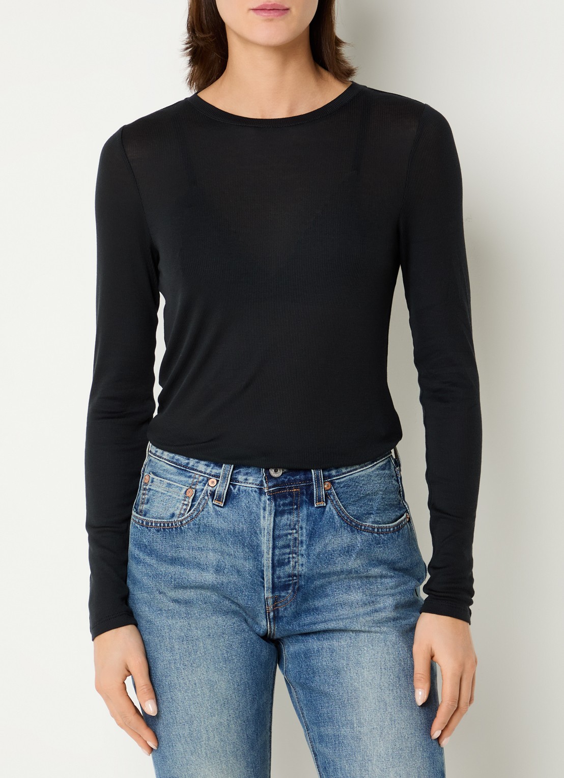 Levi's Top met ribstructuur - detail 2 zwart