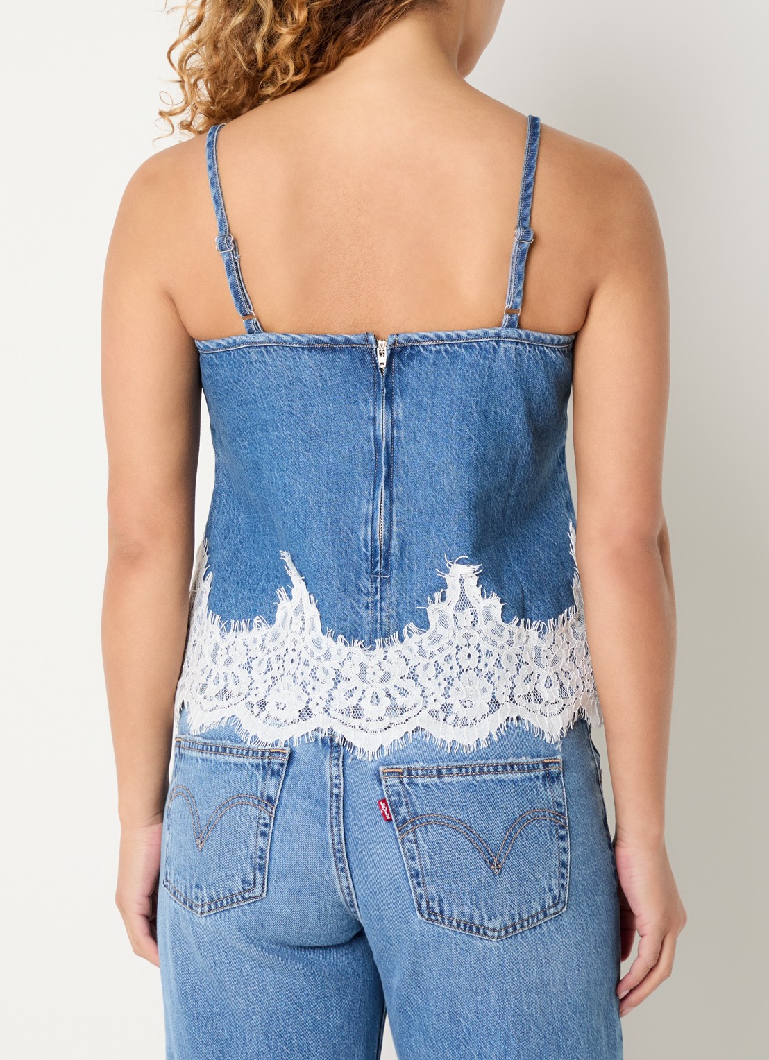 Levi's Top van denim met details van kant - achterkant indigo