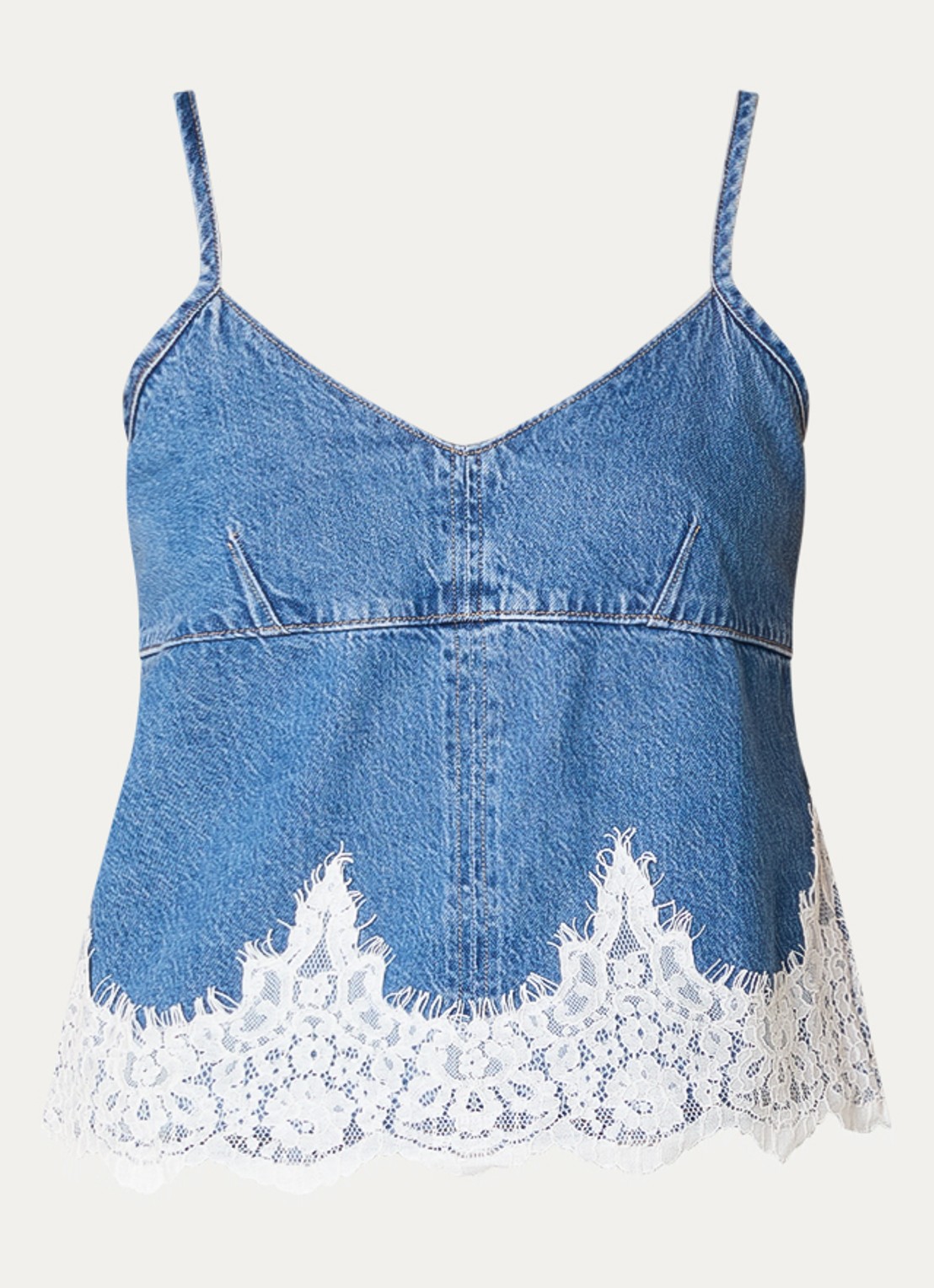 Levi's Top van denim met details van kant - voorkant 3 indigo