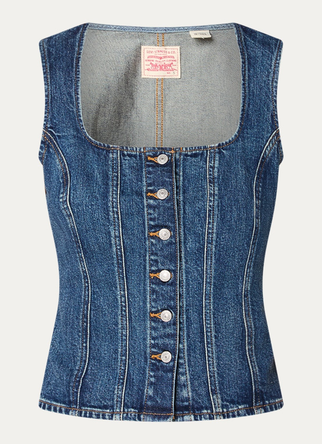 Levi's Top van denim - voorkant indigo