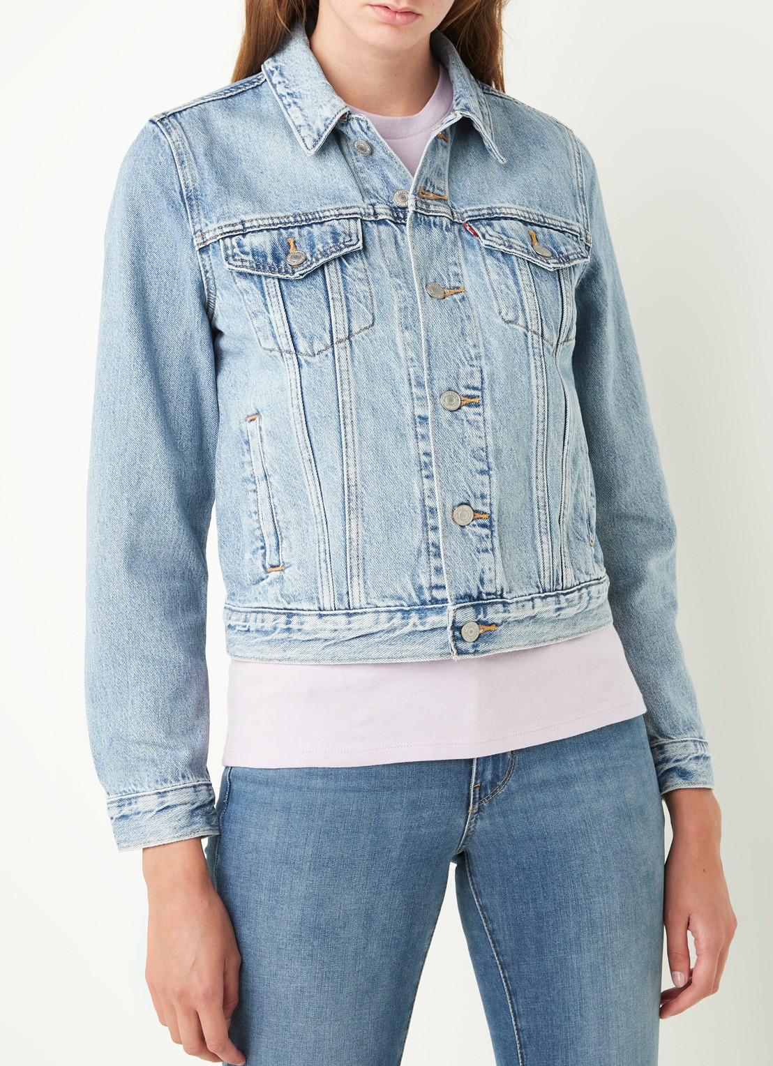 Levi's Trucker spijkerjas met lichte wassing - detail indigo