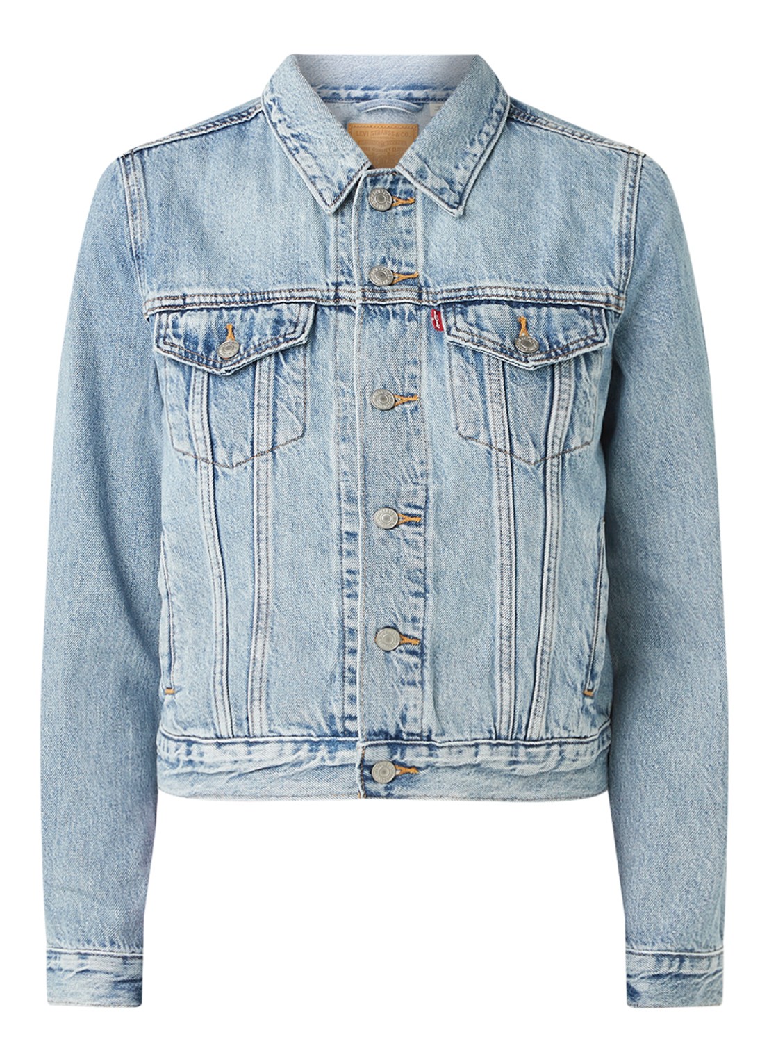 Levi's Trucker spijkerjas met lichte wassing - voorkant 2 indigo