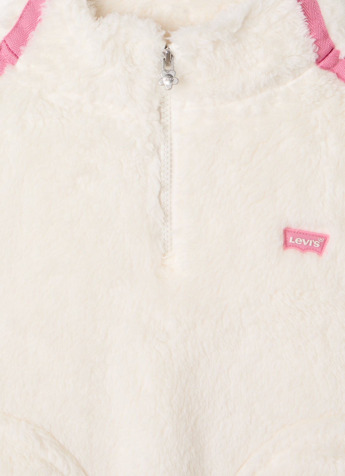 Levi's Trui van teddy met halve rits - detail gebroken wit