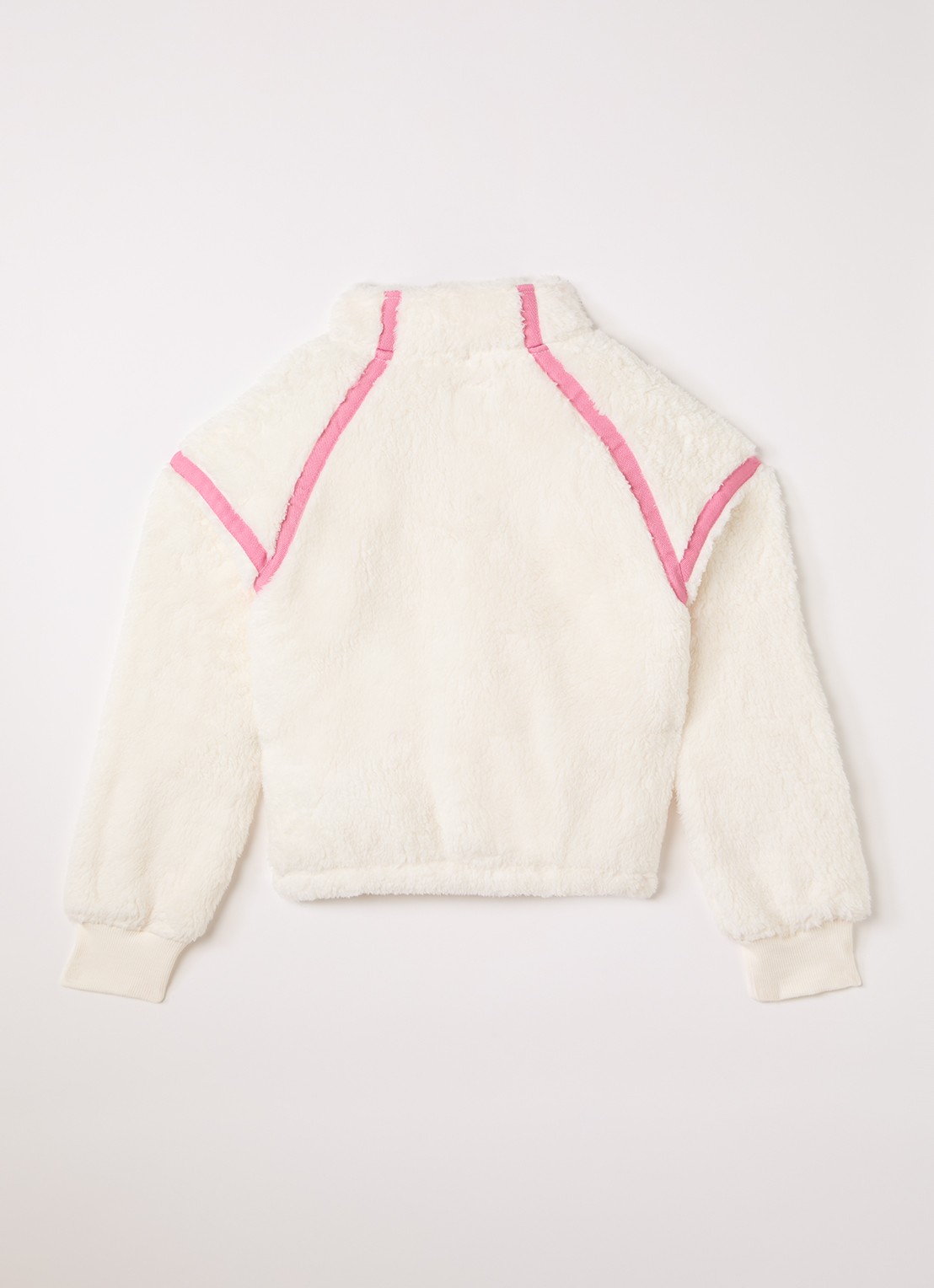 Levi's Trui van teddy met halve rits - voorkant 3 gebroken wit