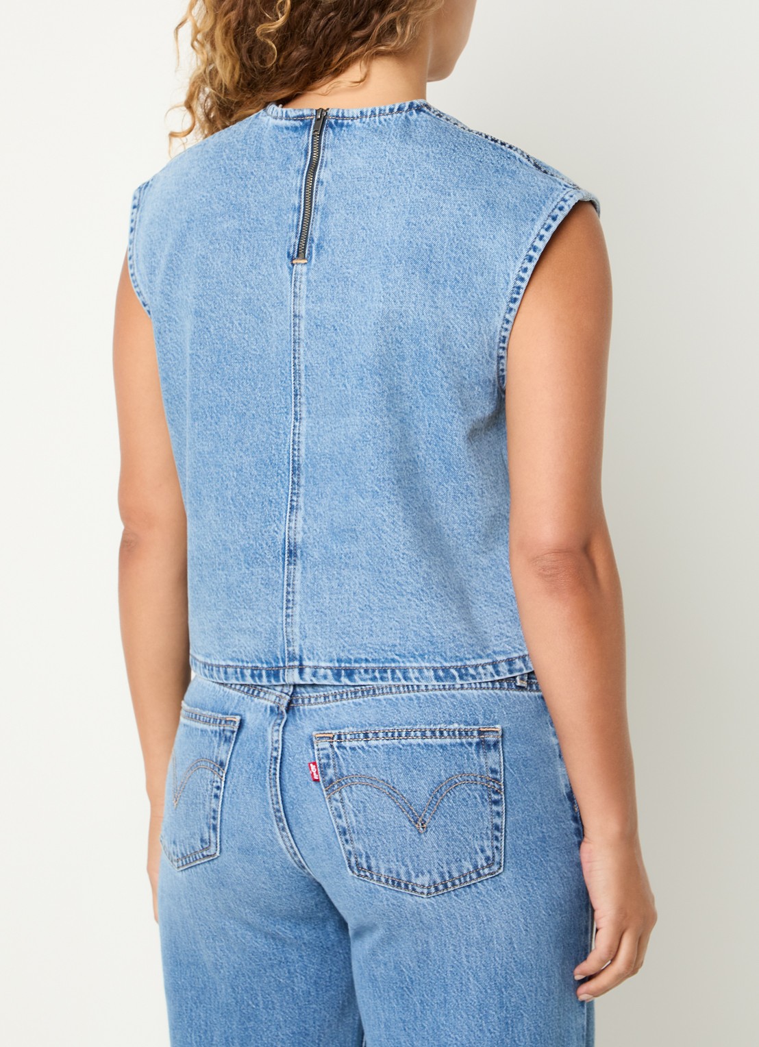 Levi's Tuniek van denim met ronde hals - achterkant indigo
