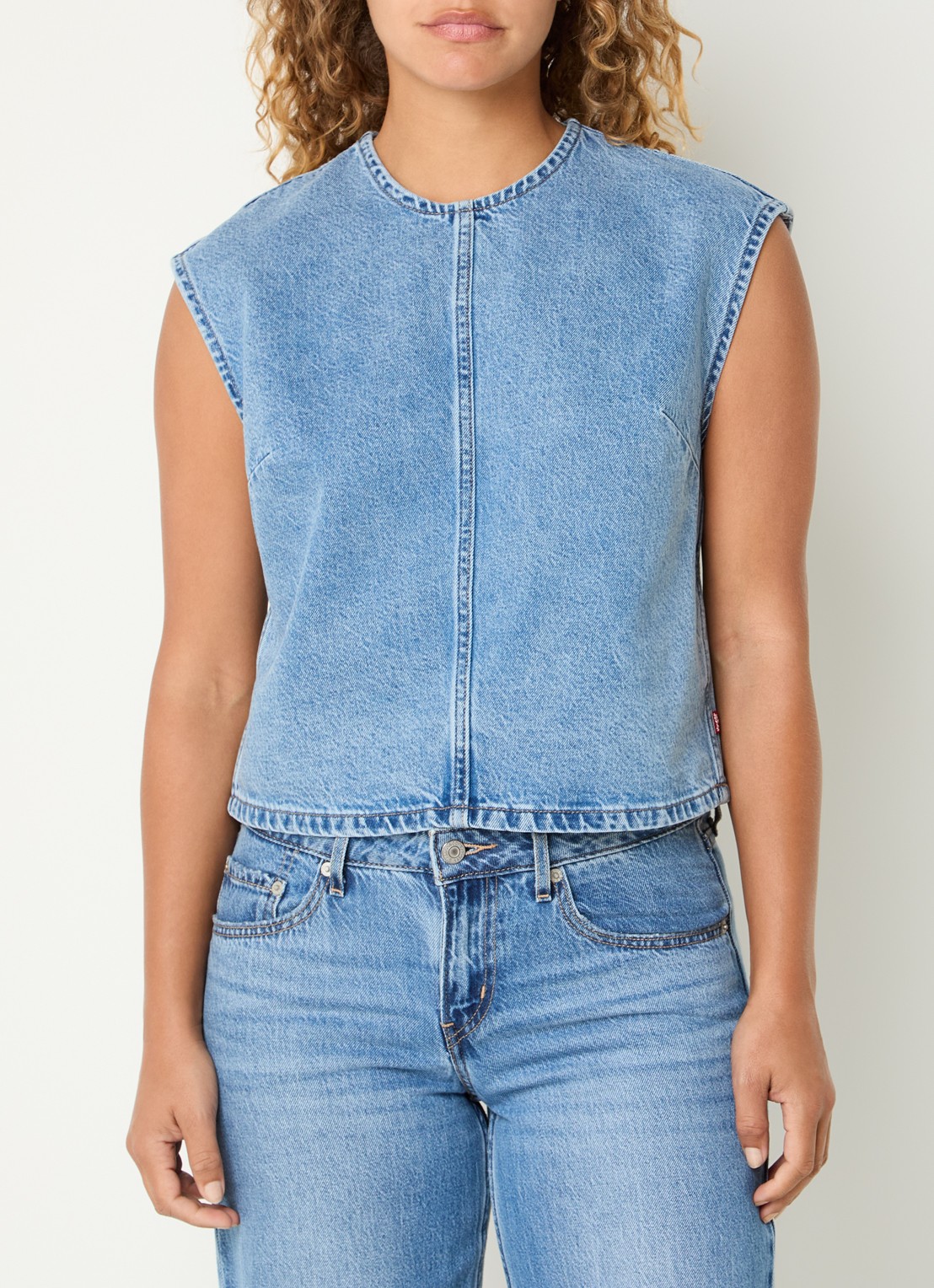 Levi's Tuniek van denim met ronde hals - detail 2 indigo