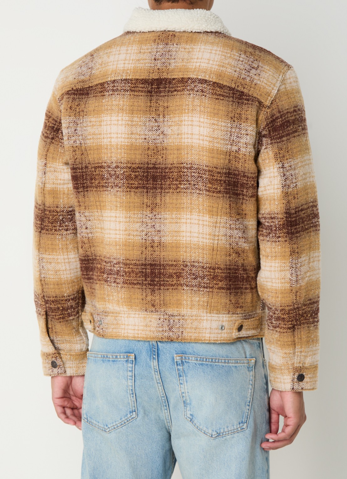 Levi's Type 3 jack in wolblend met teddy voering - achterkant bruin