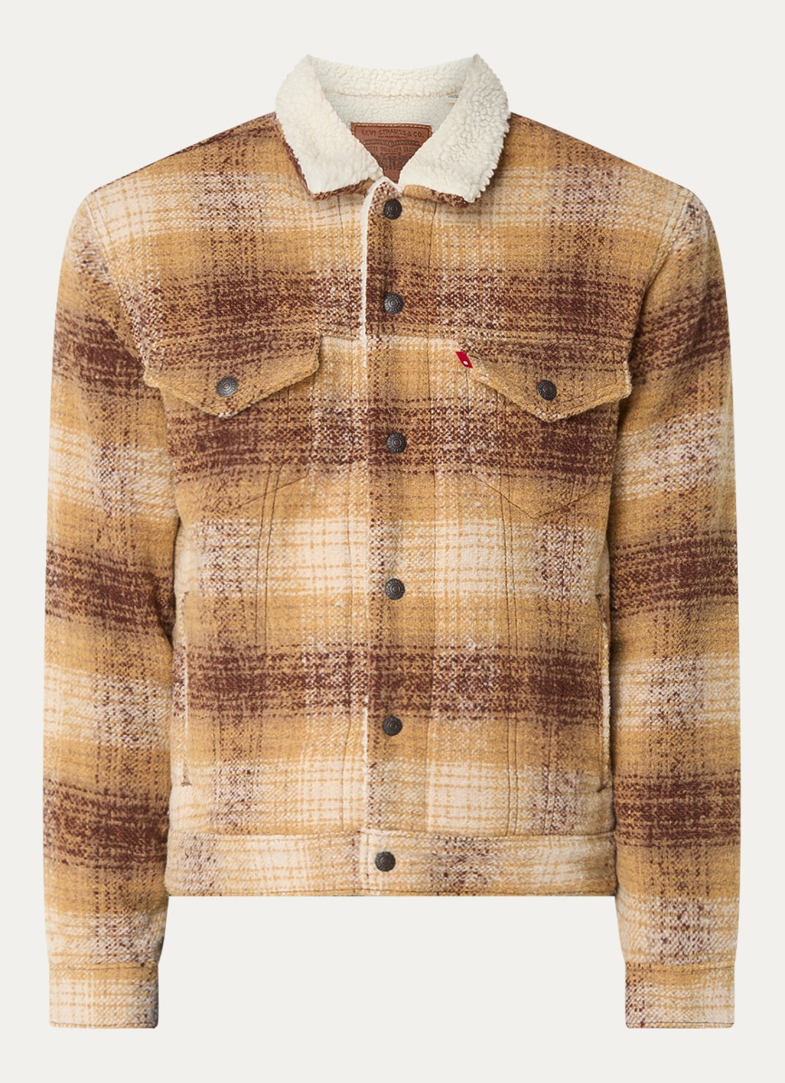 Levi's Type 3 jack in wolblend met teddy voering - voorkant 3 bruin