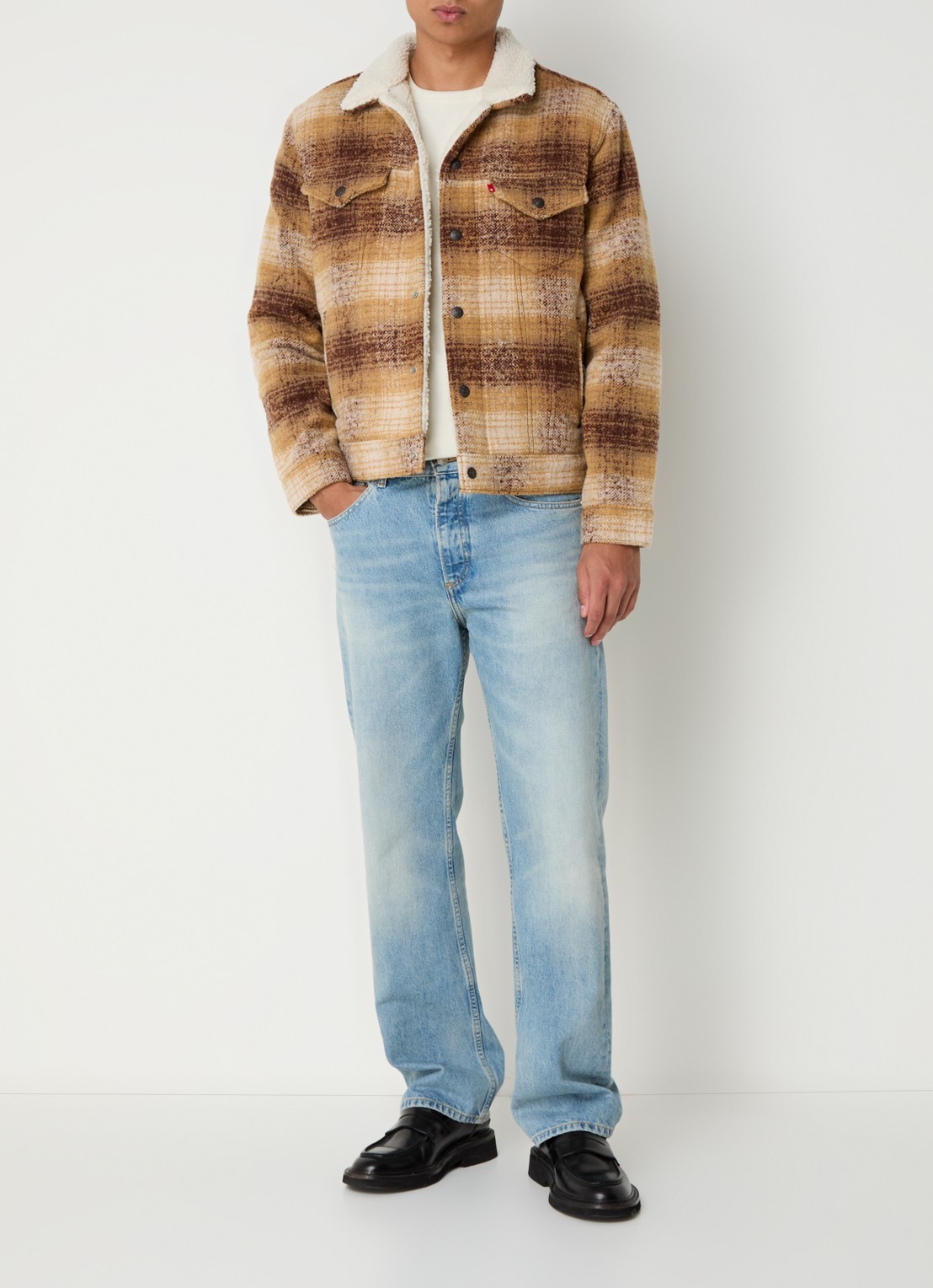 Levi's Type 3 jack in wolblend met teddy voering - voorkant 4 bruin