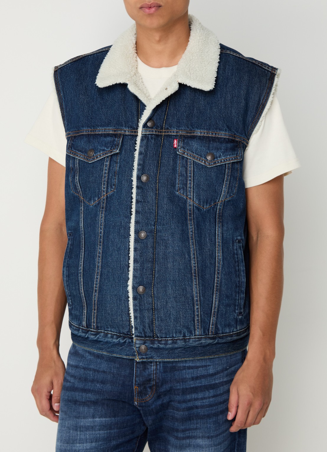 Levi's Type 3 sherpa spijkerjas met borstzakken en teddy voering - detail 3 indigo