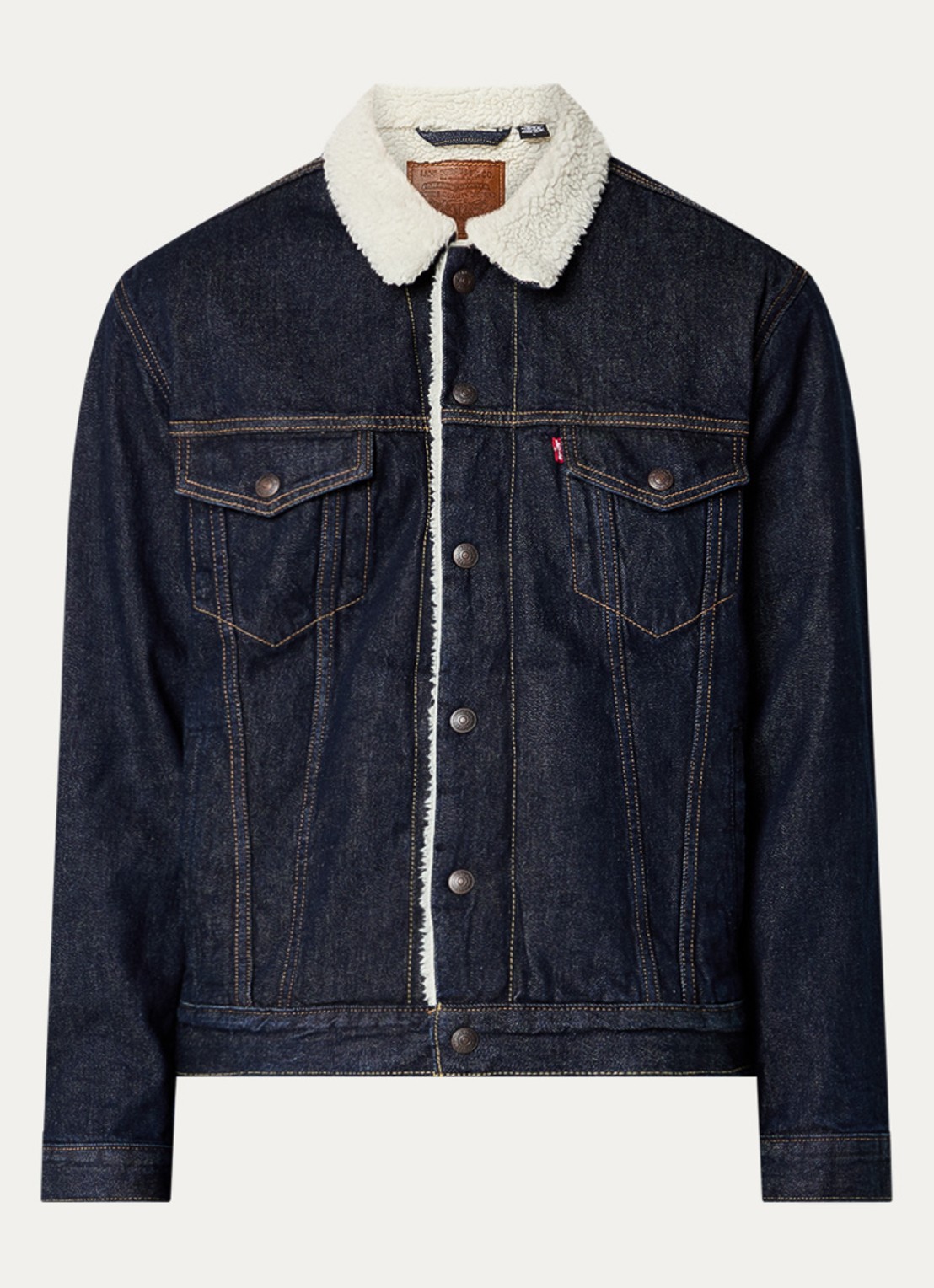 Levi's Type 3 Sherpa spijkerjas met teddy voering en steekzakken - voorkant indigo