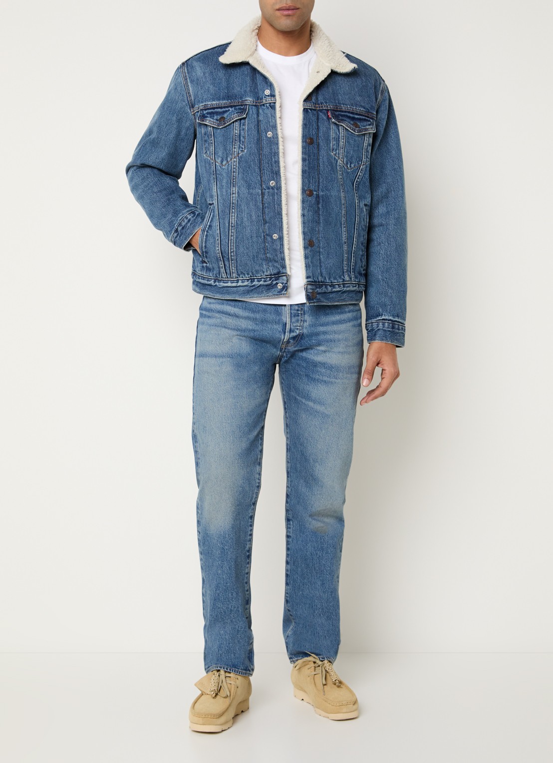 Levi's Type 3 spijkerjas met teddy voering en borstzakken - voorkant 3 indigo